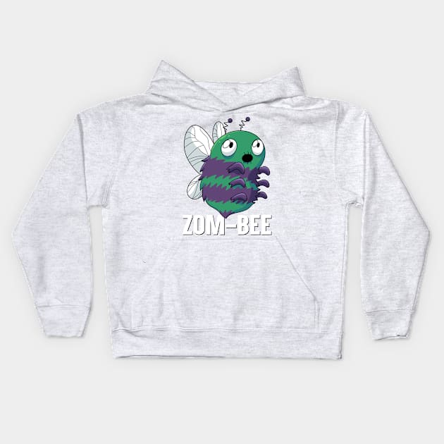 Zom-Bee Cute Bee Zombie English Funny Word Play Kids Hoodie by Coconil